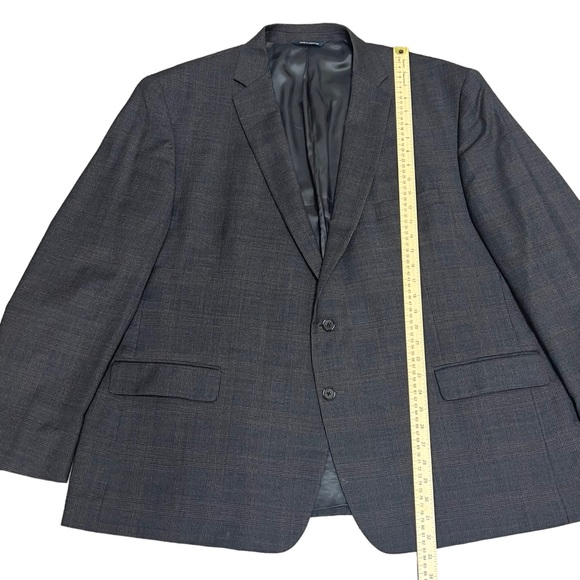 Ralph Ralph Lauren Blazer Jacket Mens 54R Plaid Wool Spandex Dark Gray 56” Chest - Picture 5 of 10